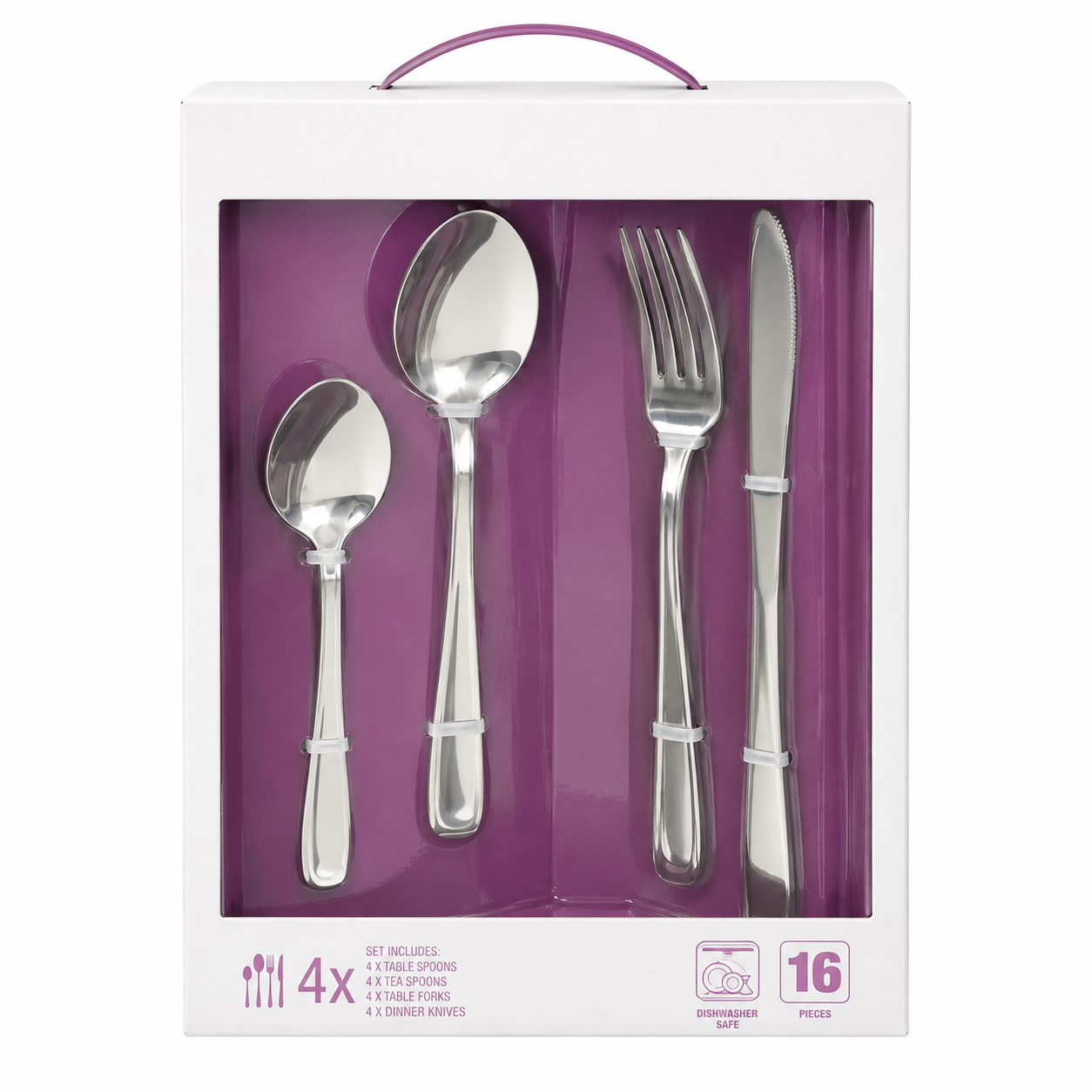 Sixteen-piece stainless-steel dining cutlery set